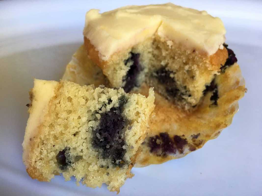 Blueberry muffin with lemon icing